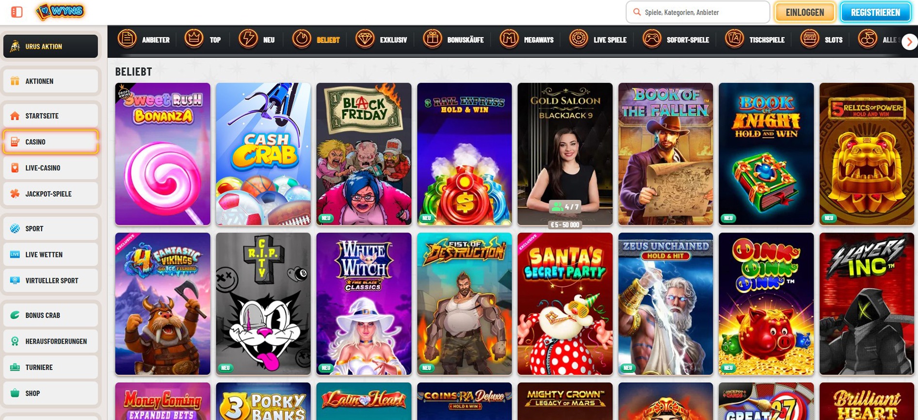 Wyns Casino Spiele