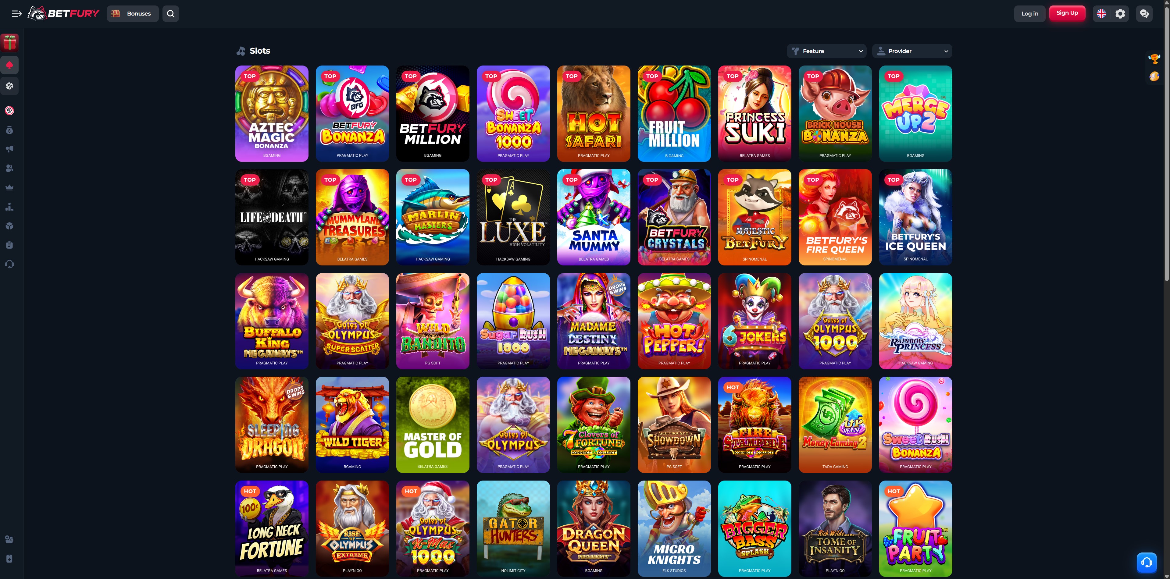 BetFury Spiele