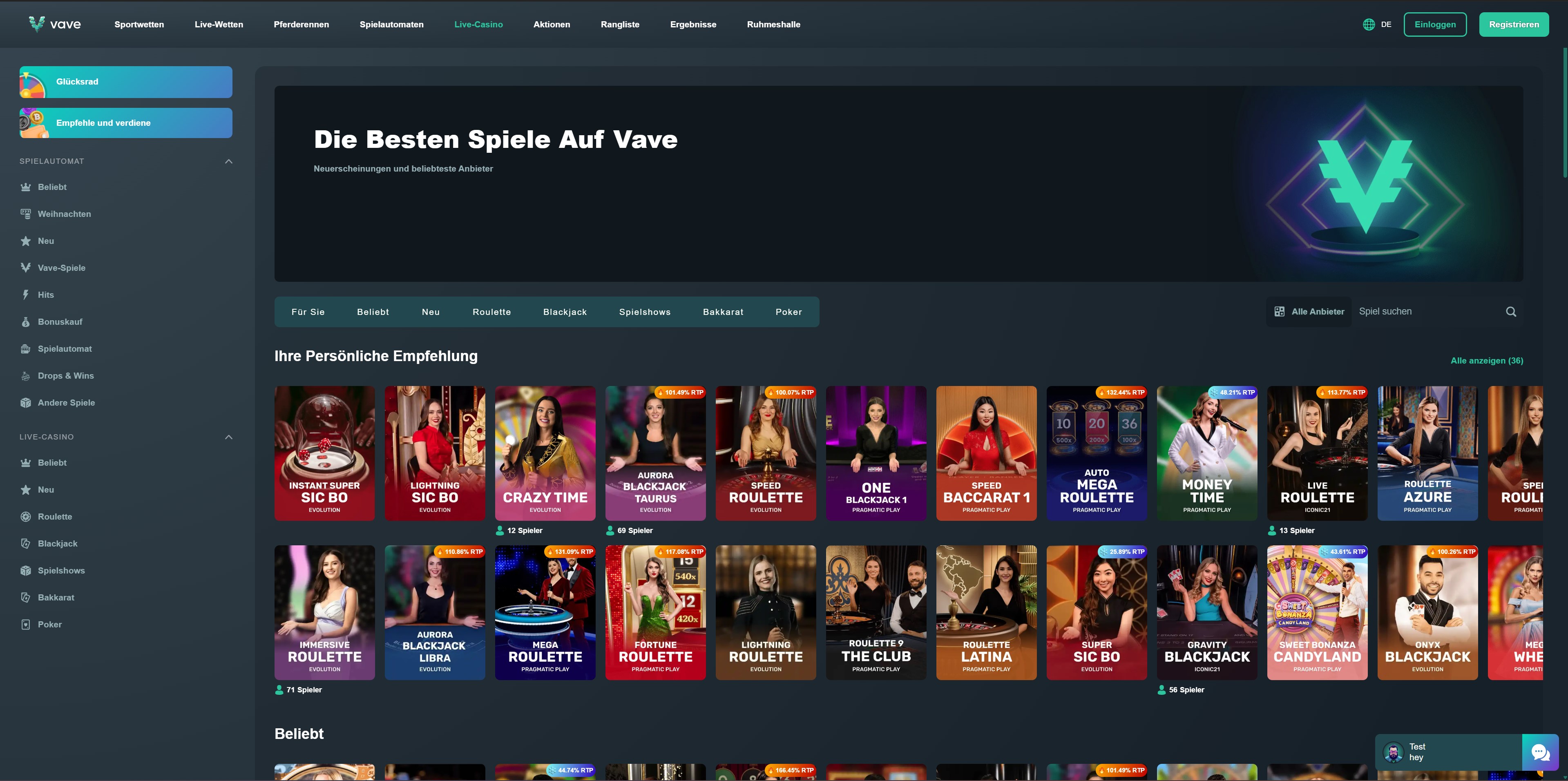 Vave Live-Casino
