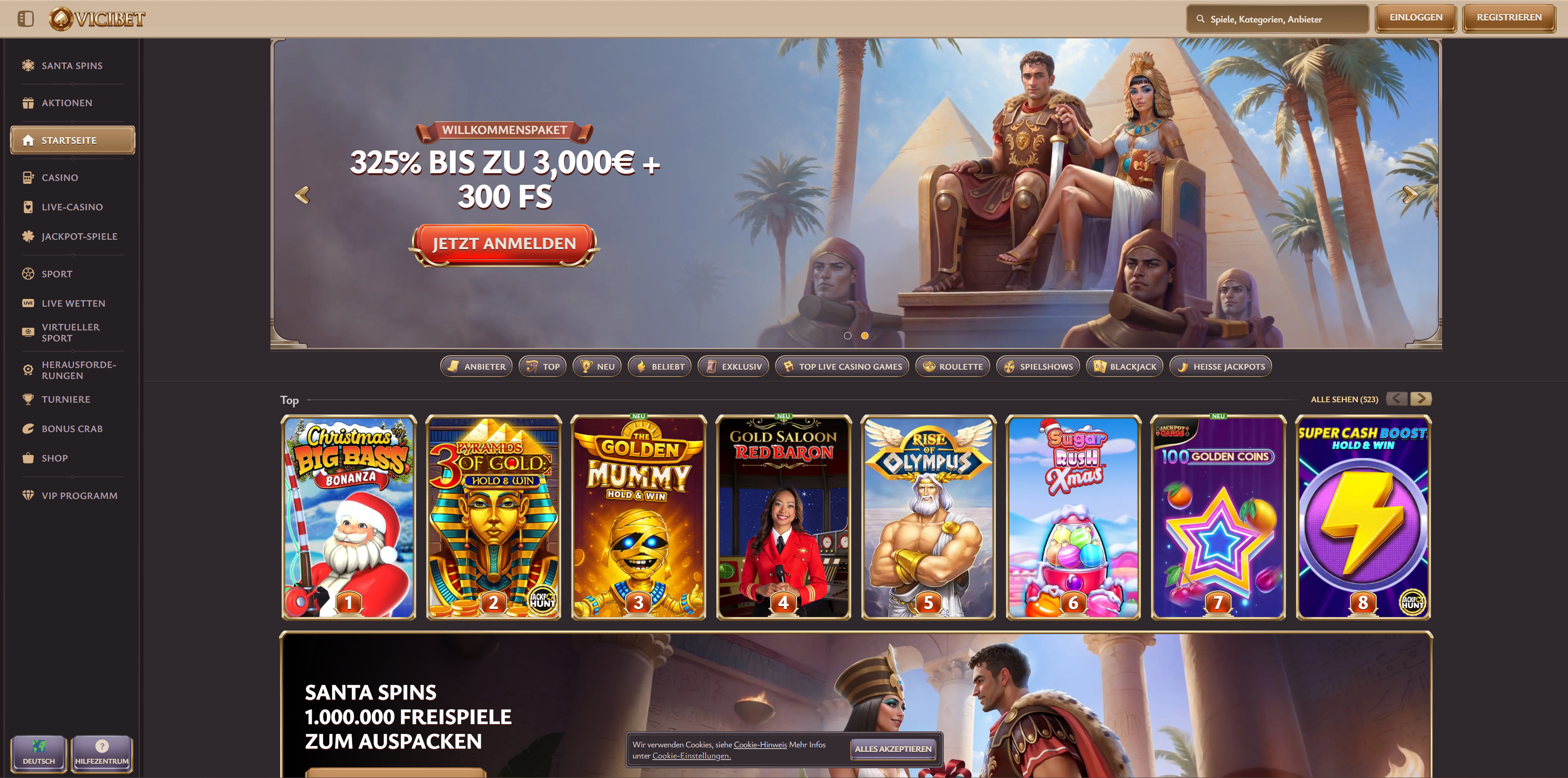Vicibet Homepage