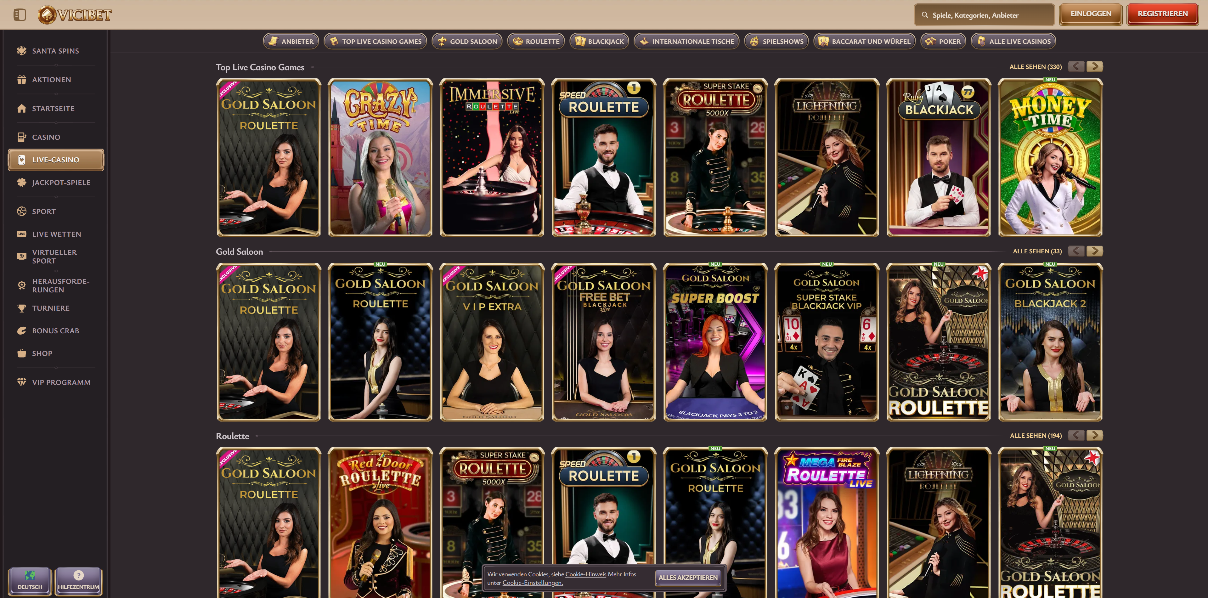 Vicibet Live-Casino