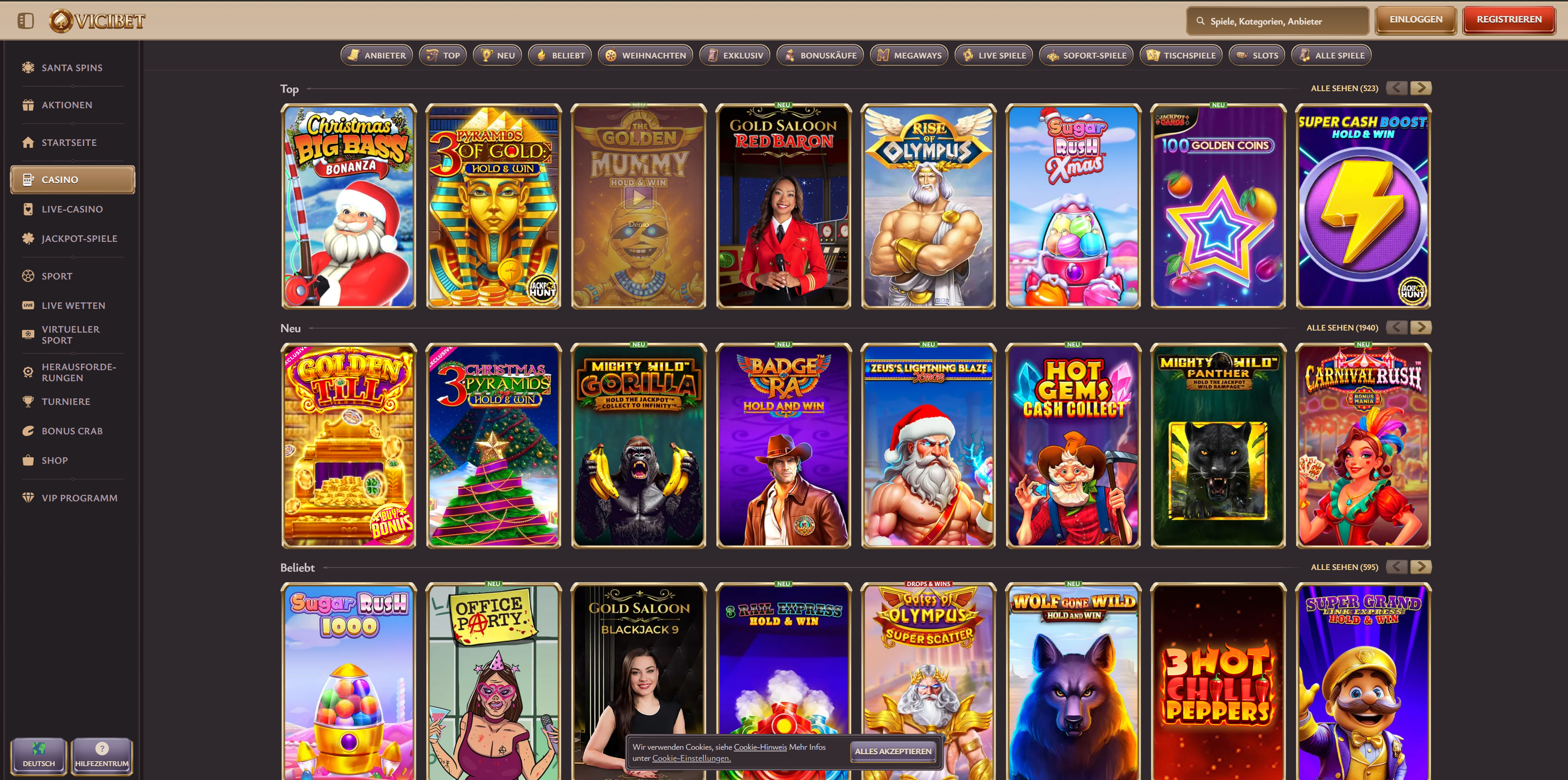 Vicibet Spiele