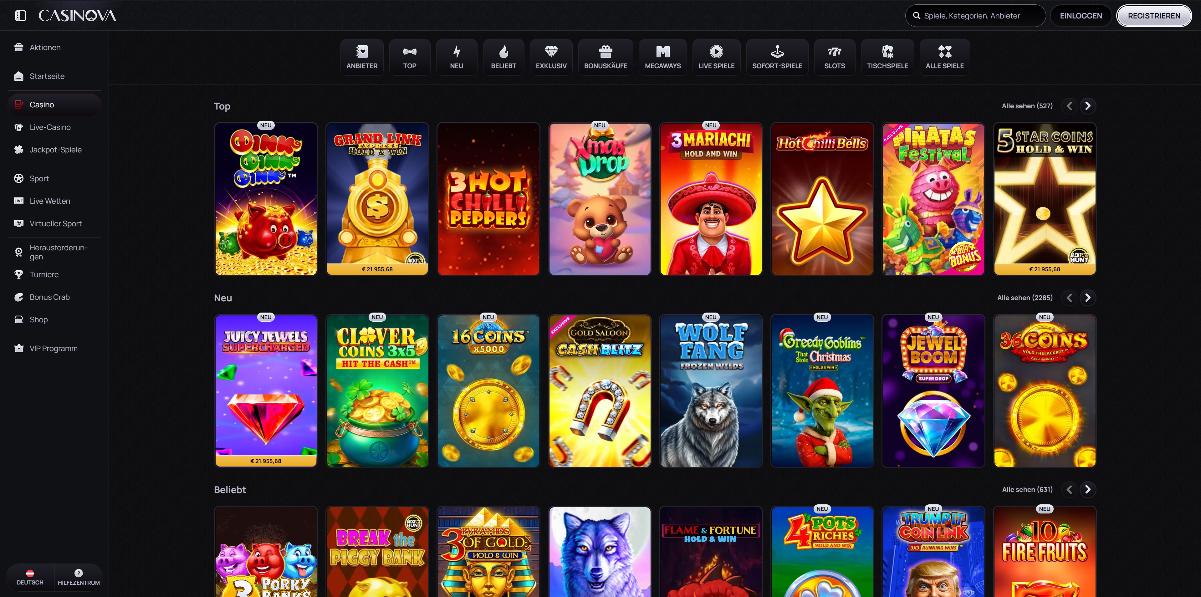 Casinova Spiele