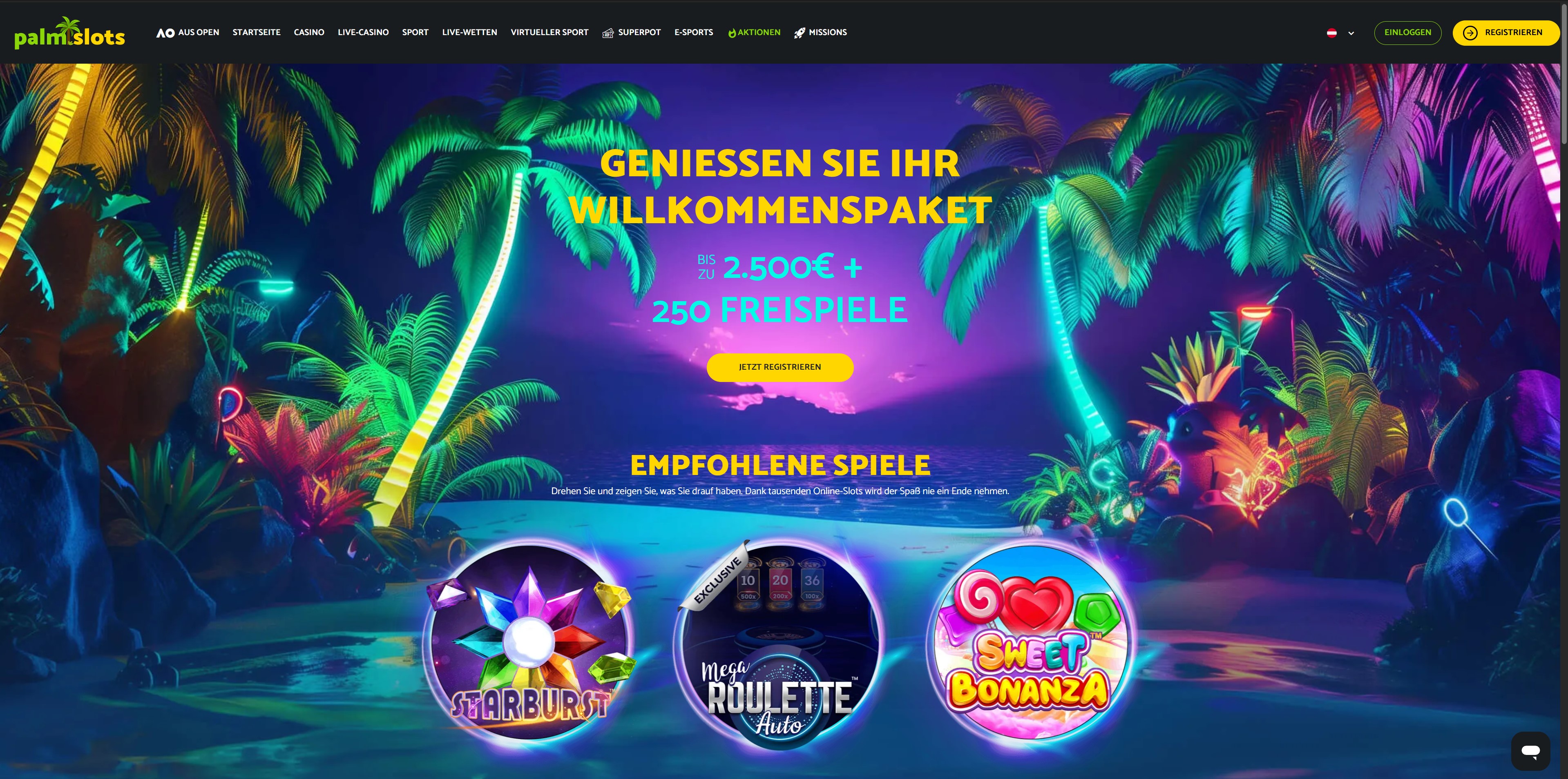 Palmslots Homepage