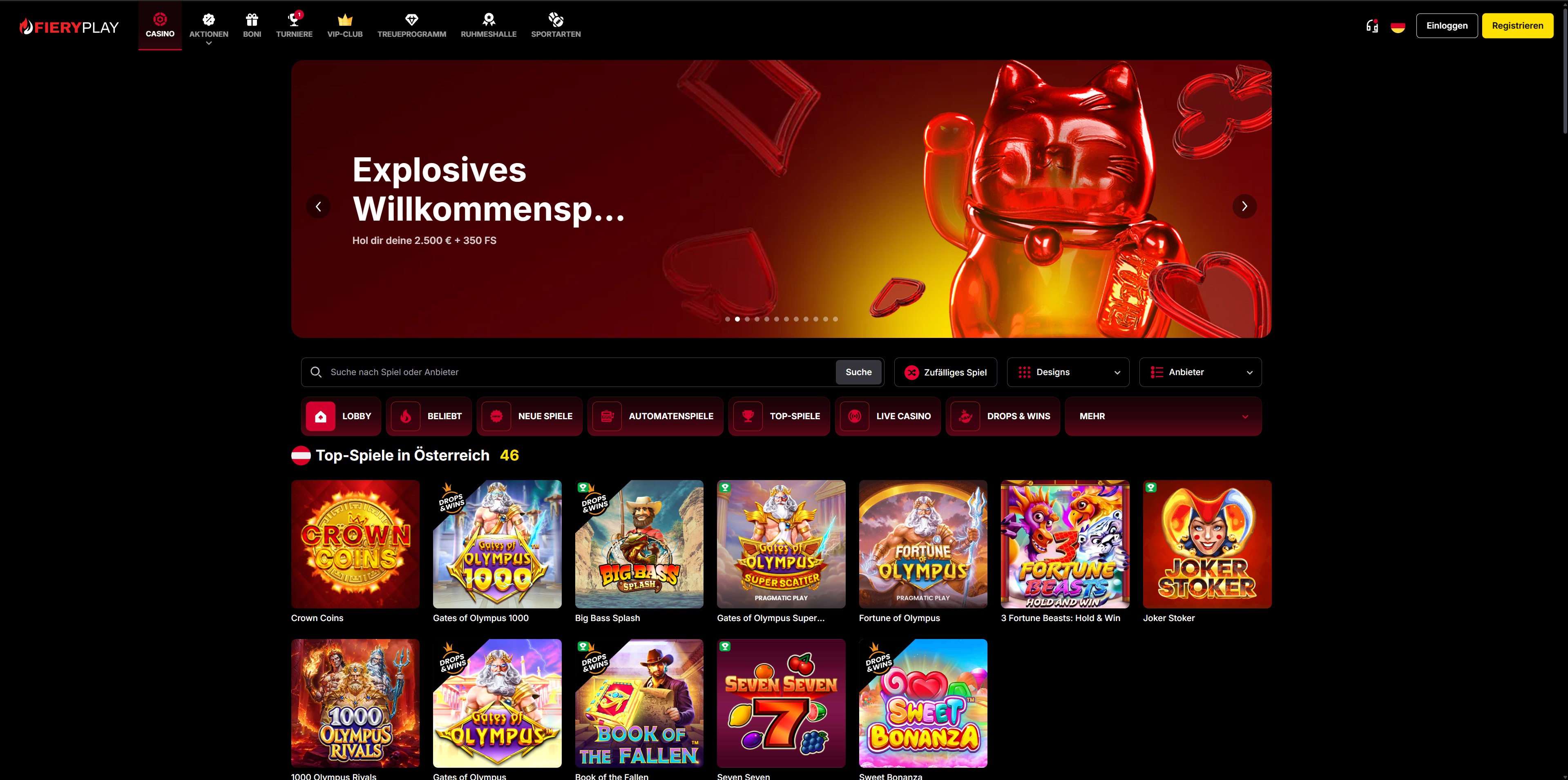 FieryPlay Casino Homepage